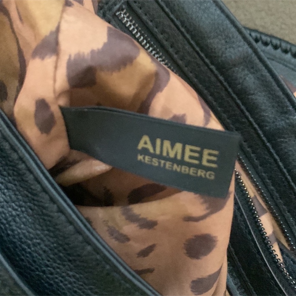 Aimee Kestenberg Black Leather Shoulder Bag with Blue Accent Strap - Picture 16 of 16